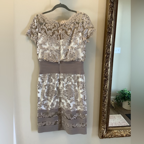 SOLD Tadashi Shoji Taupe/ Ivory lace dress - Picture 2 of 2